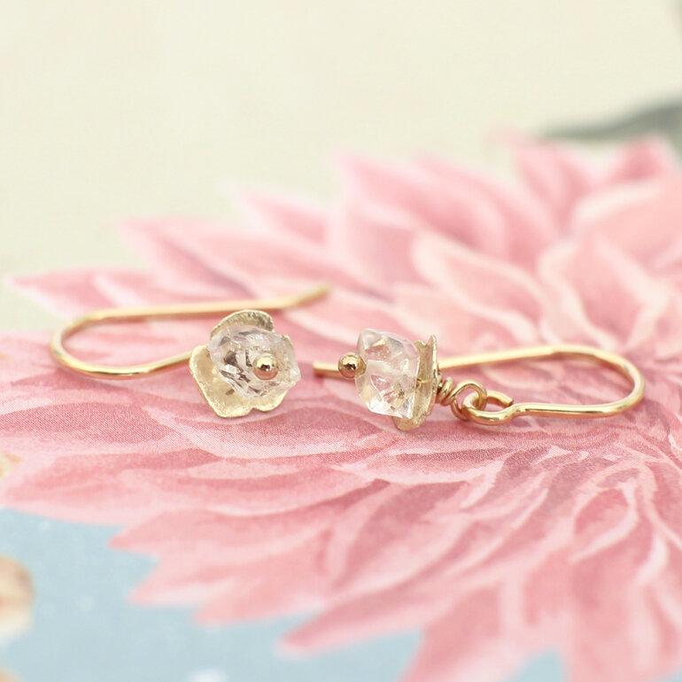 Herkimer diamond quartz April birthstone earrings lilygriffin nz jewellery