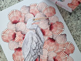 "Heron + Scallops" A4 Print