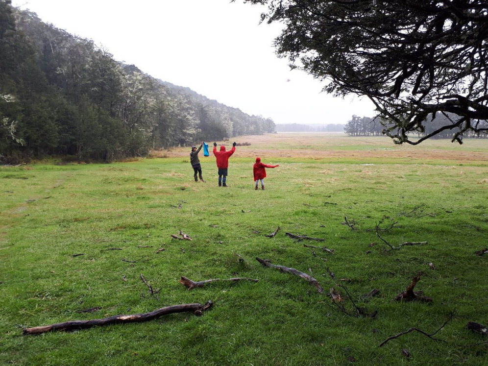 hiking baby helicopter landing