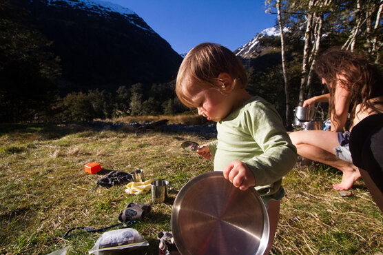 hiking cooking baby nz view outdoors
