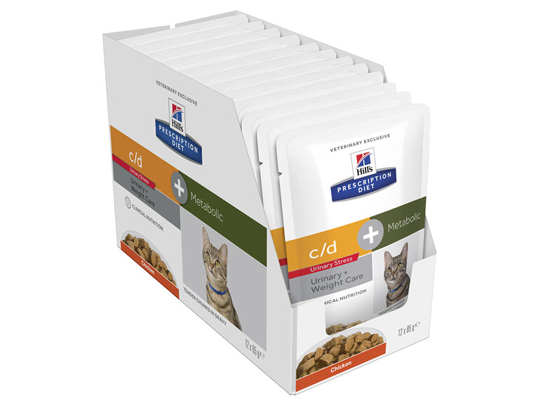 Hill's Prescription Diet c/d Urinary Stress Plus Metabolic Cat Food Pouches 12x85g