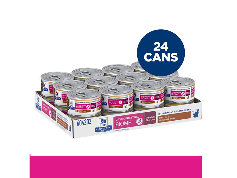 Hill's Prescription Diet Gastrointestinal Biome Digestive/Fibre Care Stew Canned Cat Food 24x82g