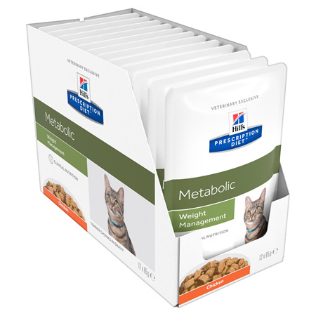 Hill's Prescription Diet Metabolic Weight Management Cat food pouches, 85g, 12 Pack