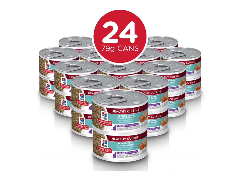 Hill's Science Diet Adult 11+ Healthy Cuisine Tuna & Carrot Medley Canned Cat Food, 79g, 24 Pack