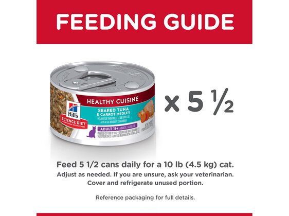 Hill's Science Diet Adult 11+ Healthy Cuisine Tuna & Carrot Medley Canned Cat Food, 79g, 24 Pack