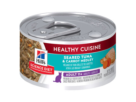 Hill's Science Diet Adult 11+ Healthy Cuisine Tuna & Carrot Medley Canned Cat Food, 79g, 24 Pack