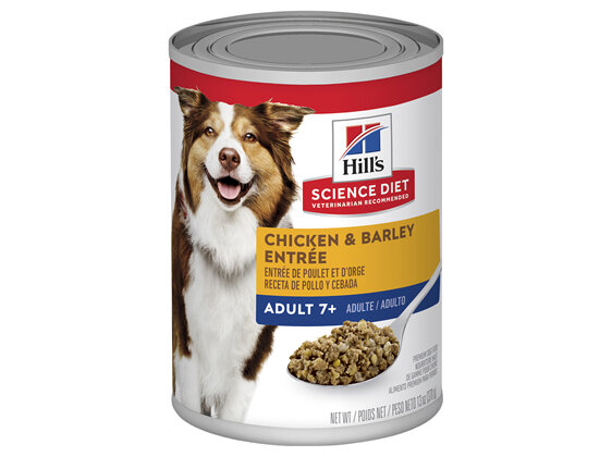 Hill's Science Diet Adult 7+ Chicken & Barley Entrée Canned Wet Dog Food, 370g, 12 Pack