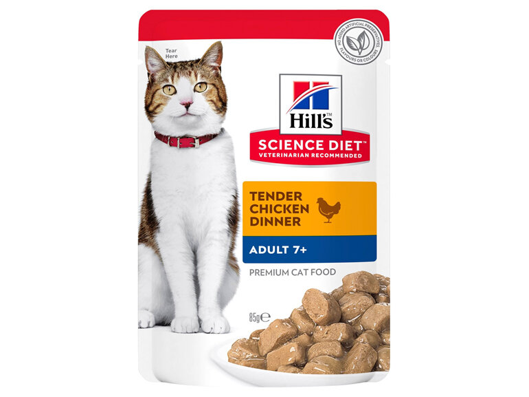 Hill's Science Diet Adult 7+ Chicken Wet Cat Food Pouches, 85g, 12 Pack