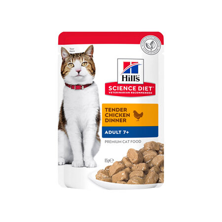 Hill's Science Diet Adult 7+ Chicken Wet Cat Food Pouches, 85g, 12 Pack