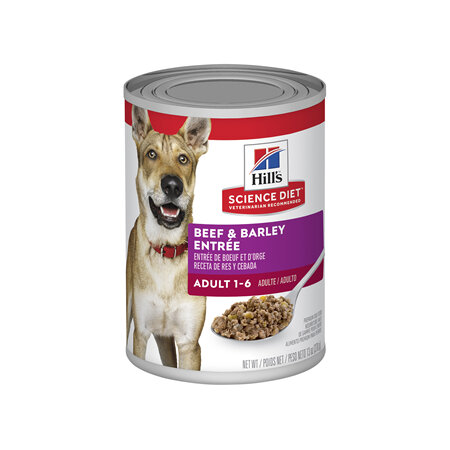 Hill's Science Diet Adult Beef & Barley Entrée Canned Dog Food, 370g, 12 Pack