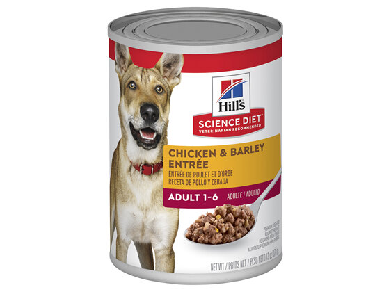 Hill's Science Diet Adult Chicken & Barley Entrée Canned Wet Dog Food, 370g, 12 Pack