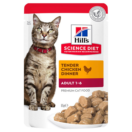 Hill's Science Diet Adult Chicken Wet Cat Food Pouches, 85g, 12 Pack