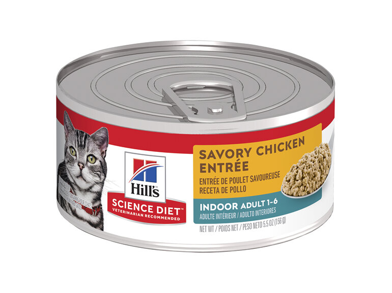 Hill's Science Diet Adult Indoor Savory Chicken Entrée Canned Wet Cat Food, 156g, 24 Pack