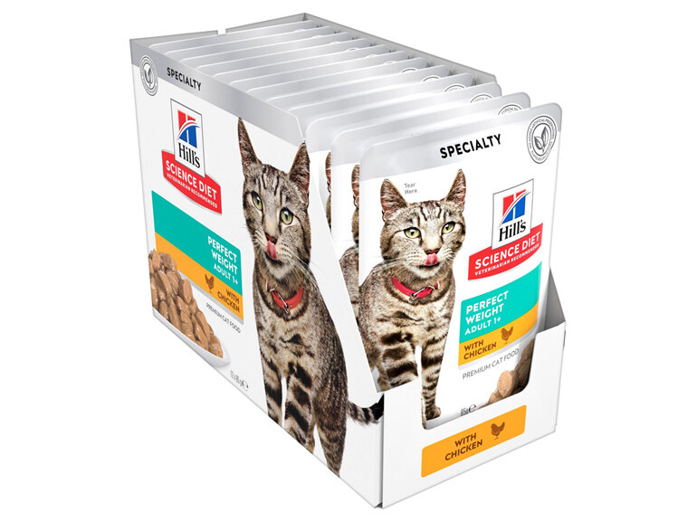 Hill's Science Diet Adult Perfect Weight Chicken Wet Cat Food Pouches, 85g, 12 Pack