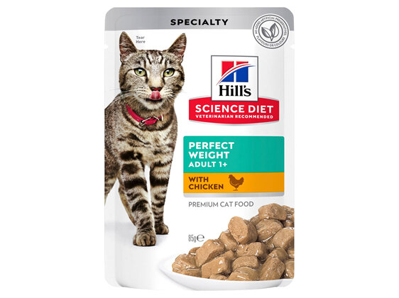 Hill's Science Diet Adult Perfect Weight Chicken Wet Cat Food Pouches, 85g, 12 Pack