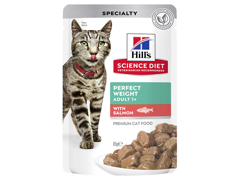 Hill's Science Diet Adult Perfect Weight Salmon Cat Food Pouches, 85g, 12 Pack