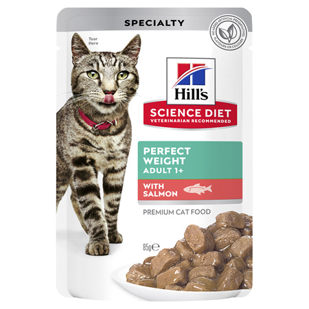 Hill's Science Diet Adult Perfect Weight Salmon Cat Food Pouches, 85g, 12 Pack