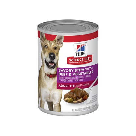 Hills Science Diet Adult Savory Stew Beef & Vegetables Canned Dog Food, 363g, 12 pack pack