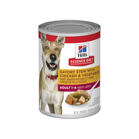 Hill's Science Diet Adult Savory Stew Chicken & Vegetables Canned Dog Food, 363g, 12 pack