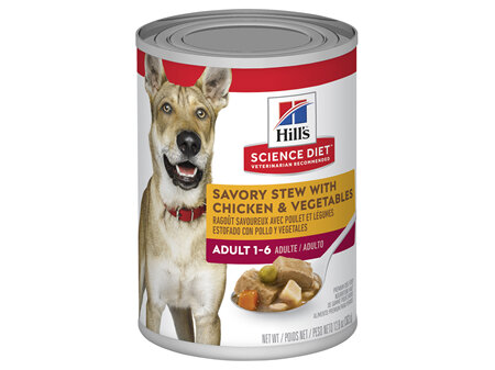 Hills Science Diet Adult Savory Stew Chicken & Vegetables Canned Dog Food, 363g, 12 pack