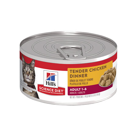 Hill's Science Diet Adult Tender Chicken Dinner Canned Wet Cat Food, 156g, 24 Pack