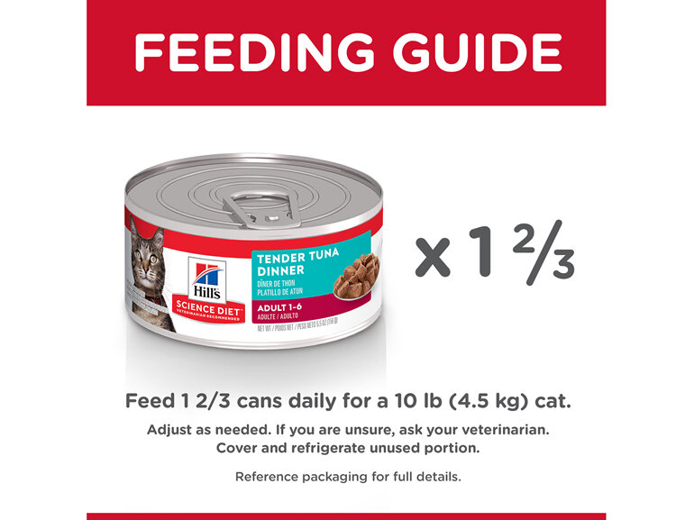 Hill's Science Diet Adult Tender Tuna Dinner Canned Cat Food, 156g, 24 Pack