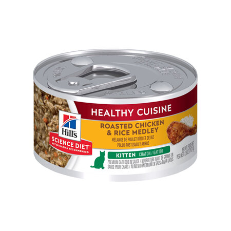 Hill's Science Diet Kitten Healthy Cuisine Chicken & Rice Medley Canned Cat Food, 79g, 24 Pack