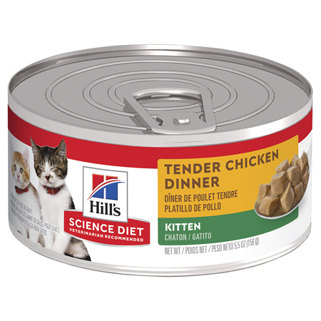 Hill's Science Diet Kitten Tender Chicken Dinner Canned Wet Cat Food, 156g, 24 Pack