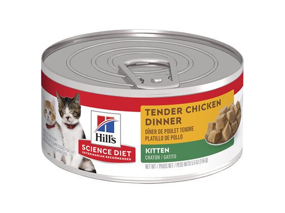 Hill's Science Diet Kitten Tender Chicken Dinner Canned Wet Cat Food, 156g, 24 Pack