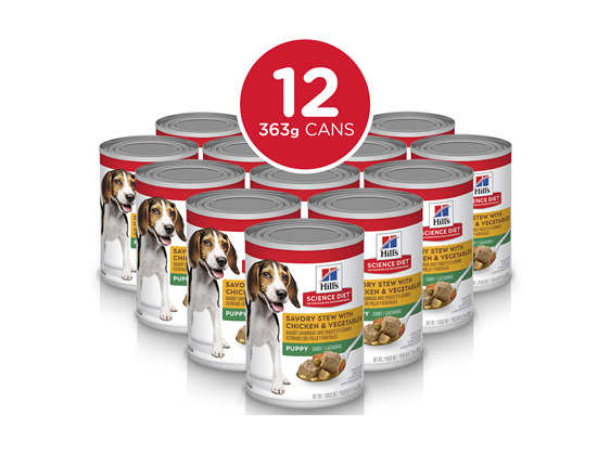 Hill's Science Diet Puppy Savory Stew Chicken & Vegetables Canned Dog Food, 363g, 12 pack