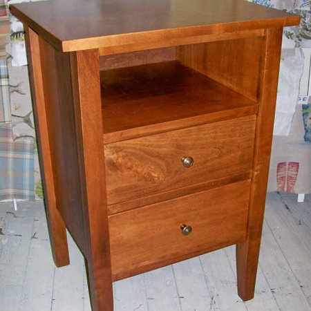 Hilton Bedside Cabinet Tall with Shelf & Two Drawers
