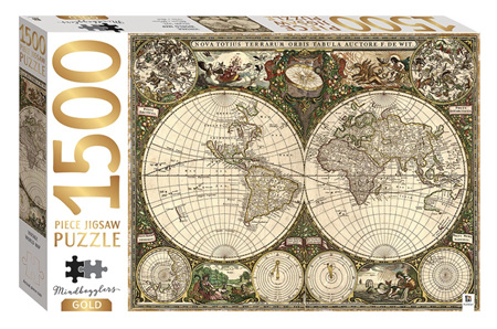 Hinkler Mindbogglers Gold 1500 Piece Jigsaw Puzzle: Vintage World Map