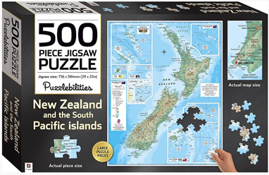 Hinkler Puzzlebilities 500 Piece Jigsaw Puzzle  New Zealand Map