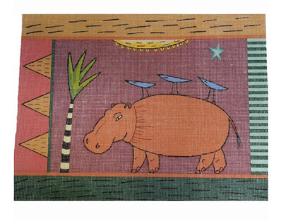 Hippo Needlepoint Cushion Kit by Kate Wells