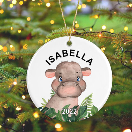 Hippo Personalised Christmas Ornament