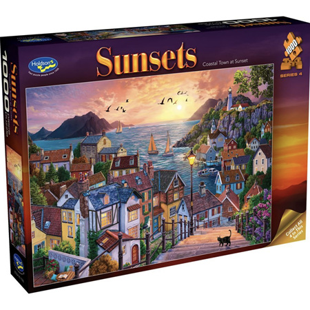 Holdson 1000 Piece Jigsaw Puzzle: Sunsets S4 Coastal Town At Sunset