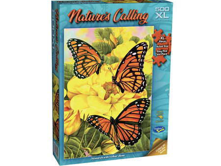 Holdson 500XL Piece Jigsaw Puzzle: Nature's Calling (Monarch with Yellow Rose)