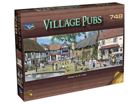 Holdson 748 Piece Panorama Jigsaw Puzzle Village Pubs Summer On The Lawn