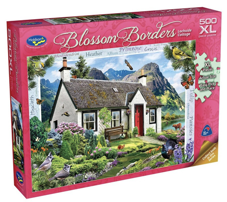 Holdson's 500XL Piece Jigsaw Puzzle: Blossom Borders - Lochside Cottage
