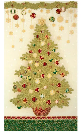 Holiday Flourish Metallic Holiday Christmas Tree Quilt Panel 20779-223
