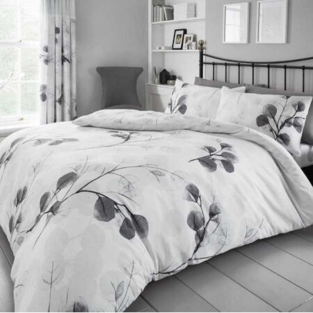 Honesty Leaf Grey Single Duvet Cover Set