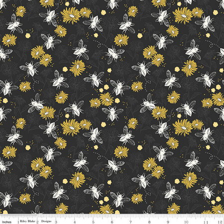 Honey Bee Floral in Black C11702-Black