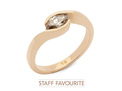 Horizontal Marquise Cut Cognac Diamond Crossover solitaire in 18ct Rose Gold