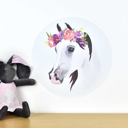 Horse wall decal with flower crown