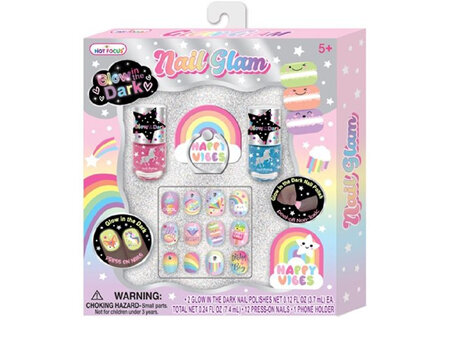 HOT FOCUS Glow Glam Rainbow Nail Set