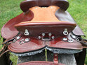 HP Swinging Fender Saddle: Medium Skirt with basketweave tooling