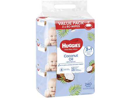Huggies Baby Wipes Coconut Oil 240pk