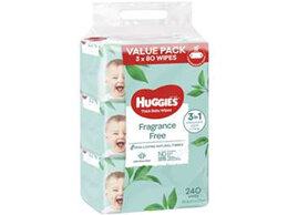 Huggies Thick Baby Wipes Fragrance Free 240 pack