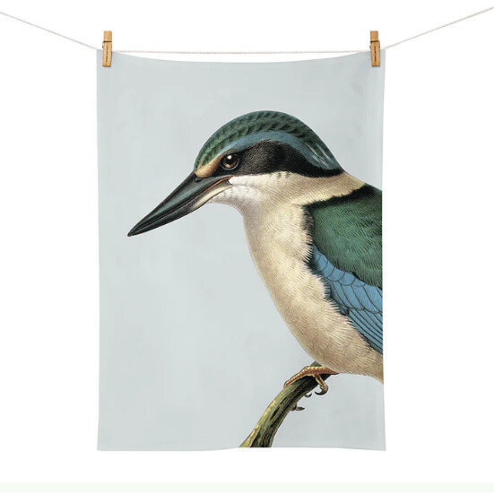 Hushed Blue Kingfisher Tea Towel