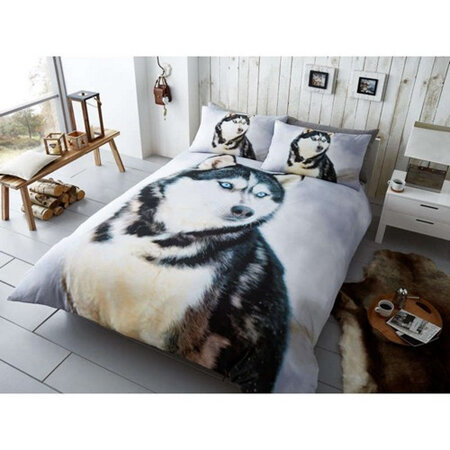 Husky Reversible UK Double Duvet Cover Set